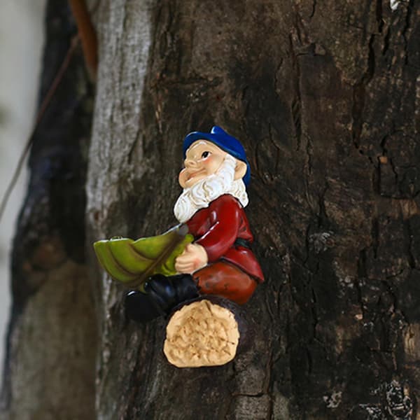 Farfi Fuglefoder Ornament Levende Vandtæt Harpiks Tegneserie Dværg Gnome Fuglefoder Statue Til Have