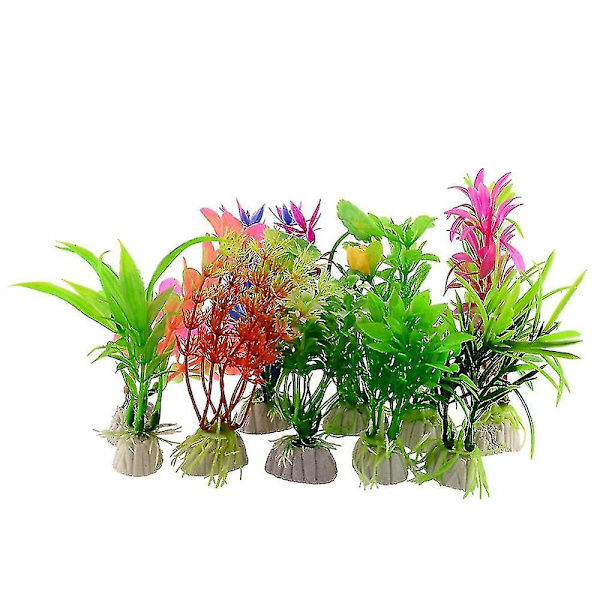 10 stk kunstig plastgress akvarium simulasjonsplante fisktank ornament Yuanxi