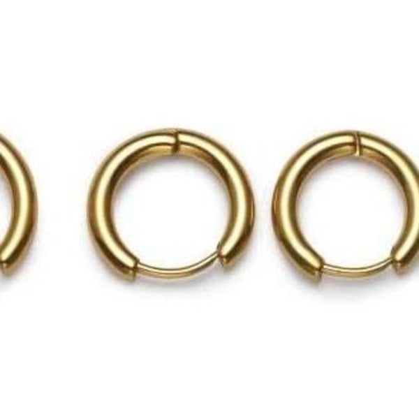 Brand X:n kirurginteräksestä valmistetut 8 mm, 10 mm ja 12 mm:n rengaskorvakorut Gold-8/10/12mm