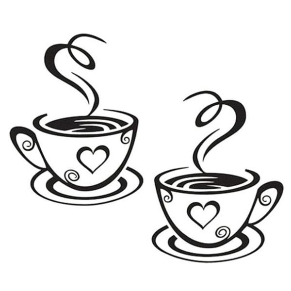Dobbelt kaffekop-klistermærke Aftageligt gør-det-selv-krus-mærkat Tapet Kaffebar Vægdekor Aftagelige skilte til køkken Kaffestation Cafe