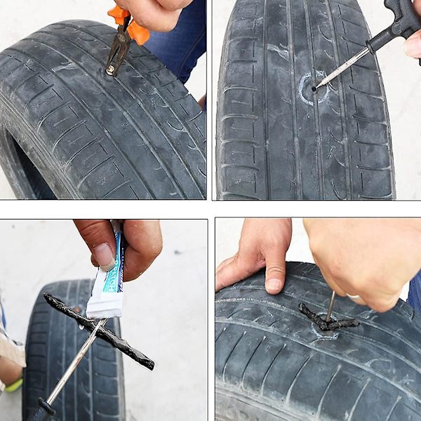 Kit Réparation Crevaison Pneus - 60 Clous Caoutchouc + Tournevis - Pour Voiture, Moto, Vélo, Camion - 30 Petits + 30 Grands
