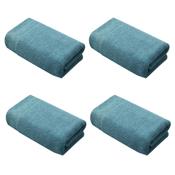 Håndklæde Sæt med 4 Bløde Plys Absorberende Badehåndklæder 100% Bomuld Premium Vaskeklude til Spa Badeværelse 34*73cm Blue