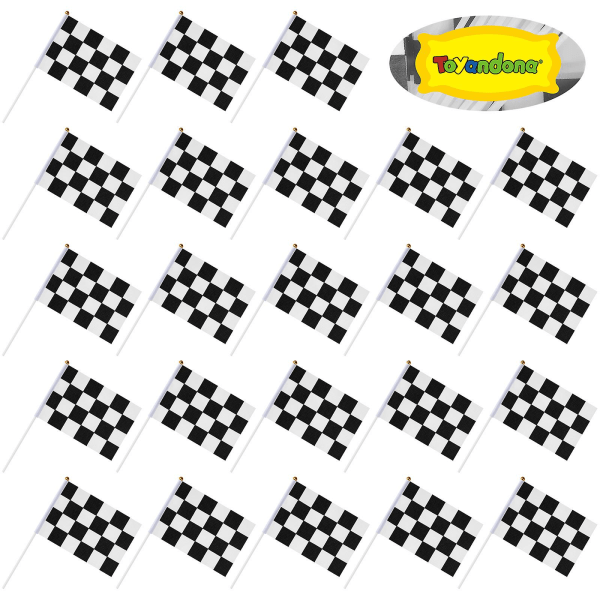 25 stk Raceflag Checkered Flags Raceflag Sort Hvid Flag Bilflag Racebil Flag