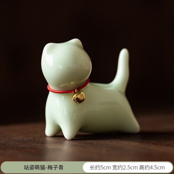 Mini keramiska kattstatyer för heminredning, även väldigt söta leksaker, Sm Meiziqing + Meiziqing