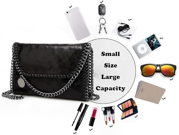Damehåndtasker, elegante skuldertasker, messenger tasker Black (black chain)