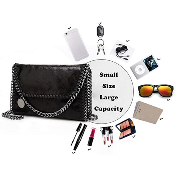 Damen Handtaschen, Elegante Umhängetaschen, Messenger Bags Black (black chain)