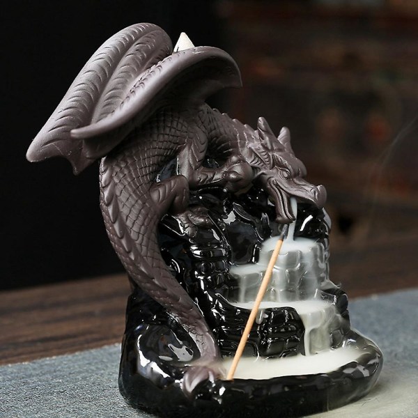 Drage Dekoration Vandfald Røgelse Kegle Holder Censer Encensoir Palnik Røgelse Meditation Tilbageflow Ince