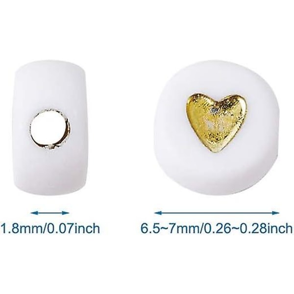 50 g/360 st platta runda akrylhjärtpärlor - för handgjord smyckestillverkning, 7 mm