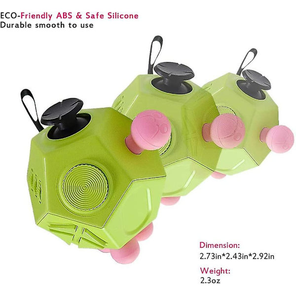 12-sivuinen Fidget Cube -lelu, lievittää stressiä lapsille, teini-ikäisille ja aikuisille A2