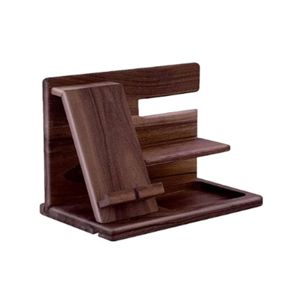 Træ Telefon Docking Station Tegnebog Stativ Ure Pung Holder Skrivebord Organizer