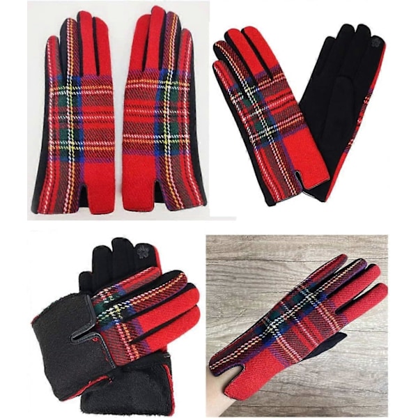 Damer Tartan Ternet Touchscreen Handsker Vinter Varme Julegave