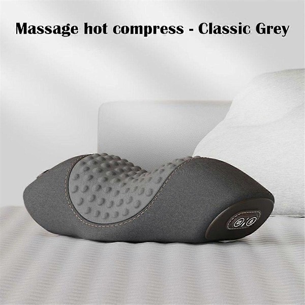 Elektrisk Massageapparat Cervical Kudde Varm Kompress Vibrationsmassage Nackdrag Avslappning Sovande Memory Foam Stöd (C)