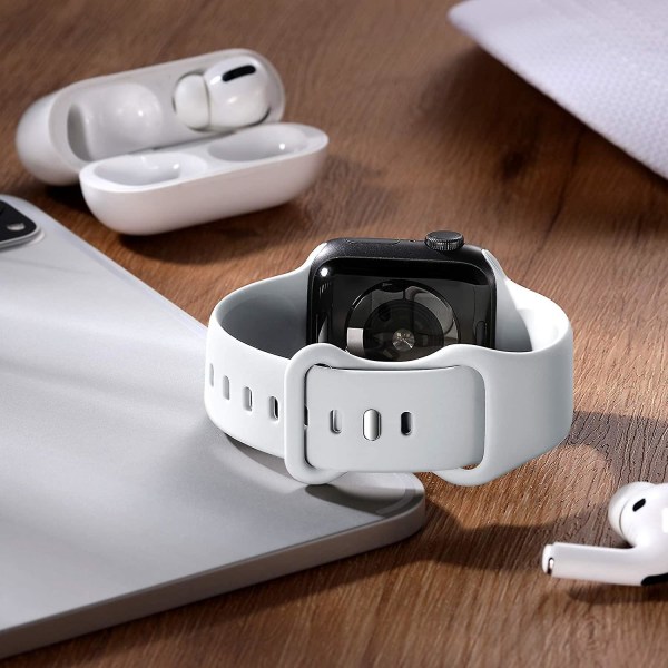 Valkoinen 2kpl Yhteensopiva Apple Watch Ranneke 42/44/45mm, Vaihto silikonihihnat Iwatch Series 8 7 6 5 4 3 2 1 Se Ultra, 42mm/44mm/45mm/49mm-
