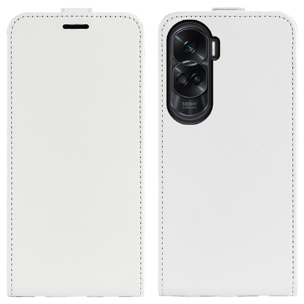 Vertikal flip PU-lærtelefondeksel for Honor 90 Lite 5g / X50i 5g, vertikalt flipbeskyttende deksel med kortspor White