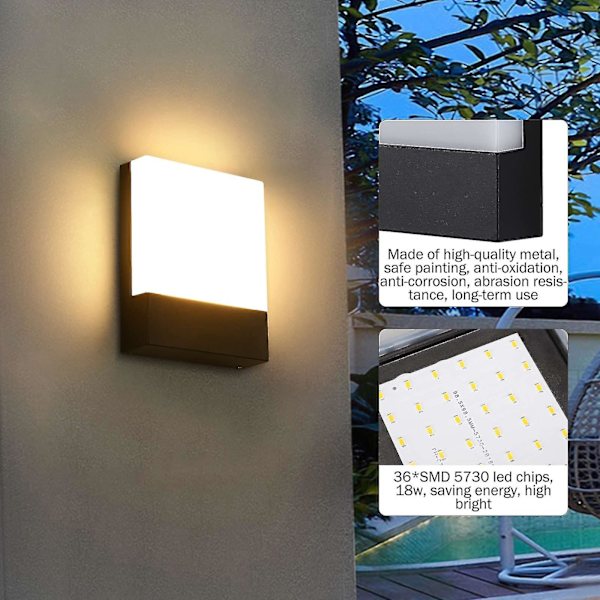 18w Utomhusvägglampa Ip65 Vattentät Utomhusvägglampor B