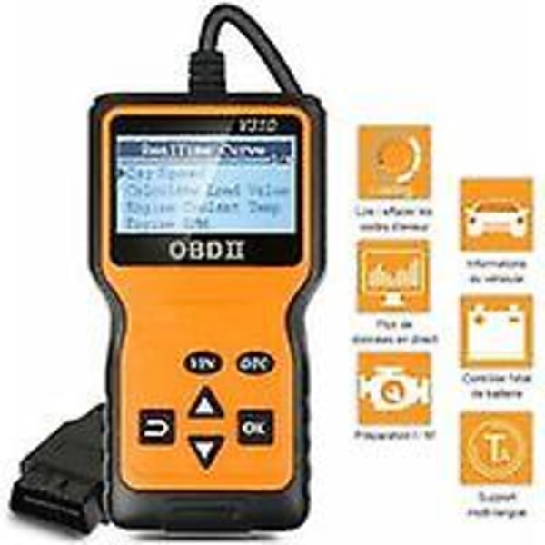 Universal OBD2 Bildiagnostisk Verktøy Kodeleser Diagnostisk Kasse Autoskanner OBDII Støtter Fransk