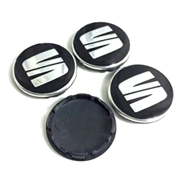 Black/silver Seat Wheel Center Caps Hub Badges 54mm 4 Pcs For Arosa Ibiza Leon Altea Exeo Cordoba