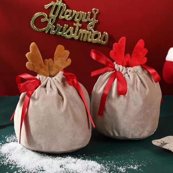 20 st julväskor påsar sammet dragsko kanin presentförpackningspåsar festdekoration Navidad present