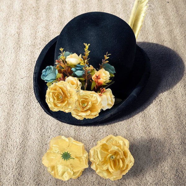Sunrain 30 pakke gull kunstig silke rose blomsterhoder kompatible med bryllup blomstervegg gjør-det-selv-håndverk Party De