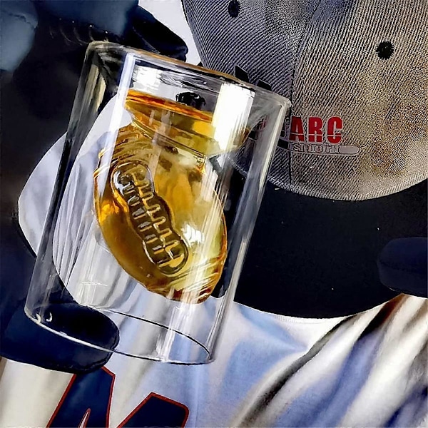 4 stk. fodbold reversible shotglas med 3D relief fodboldform indeni