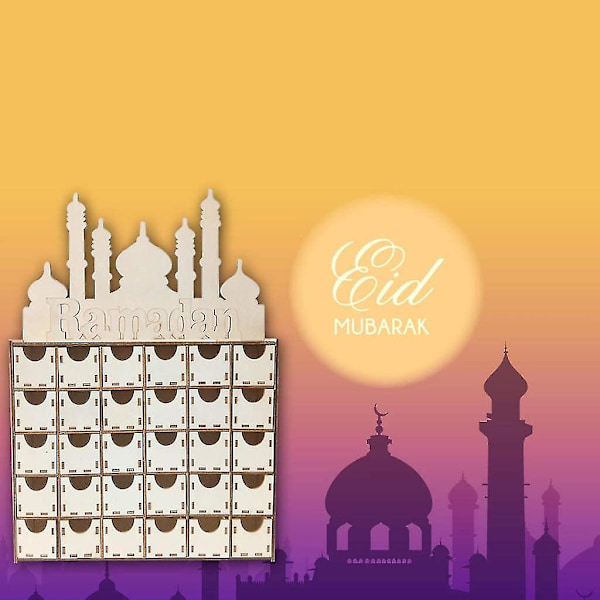 Puinen Eid Ramadan Mubarak -adventtikalenteri, muslimi-islamilainen Eid-koristelu, koriste-esine, juhlatarvikkeet