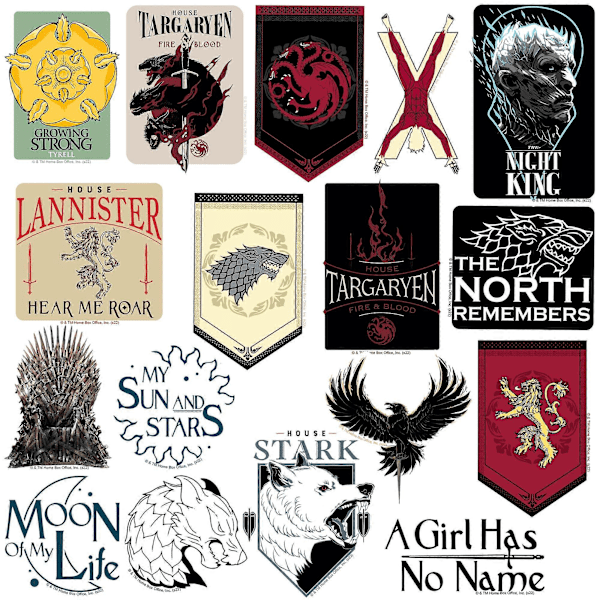 Game Of Thrones Deluxe Sekalaisia Kuvioita Tarroja (100 kpl pakkaus)