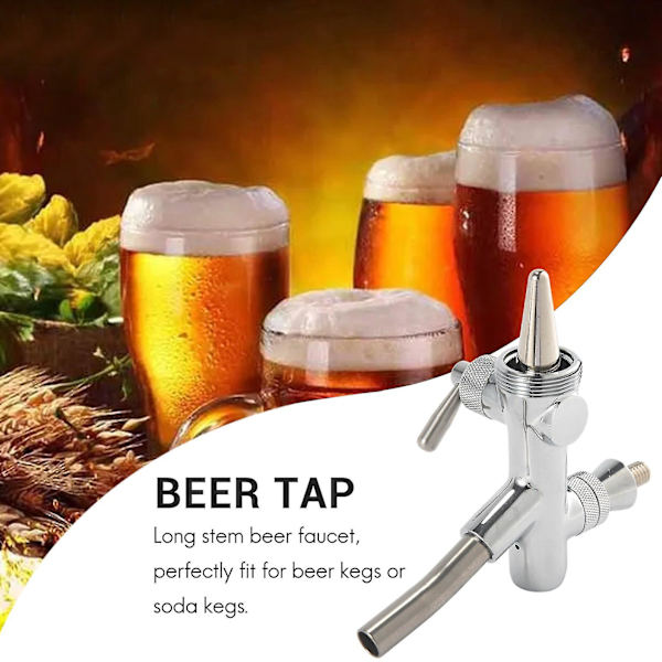 Justerbar fadølhanekran G5/8 stamme Home Brew ølfadshane-sølv