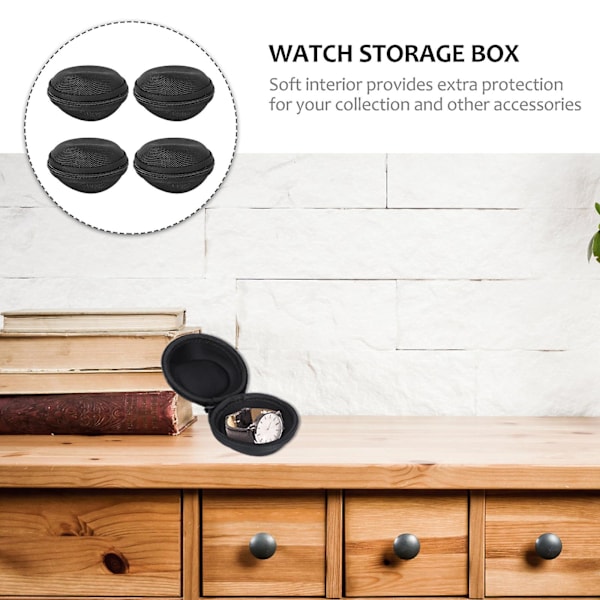 4 stk. smykkeskrin for menn, Watchpod-etui, bærbart reiseetui for klokke, oppbevaringsholder for klokke