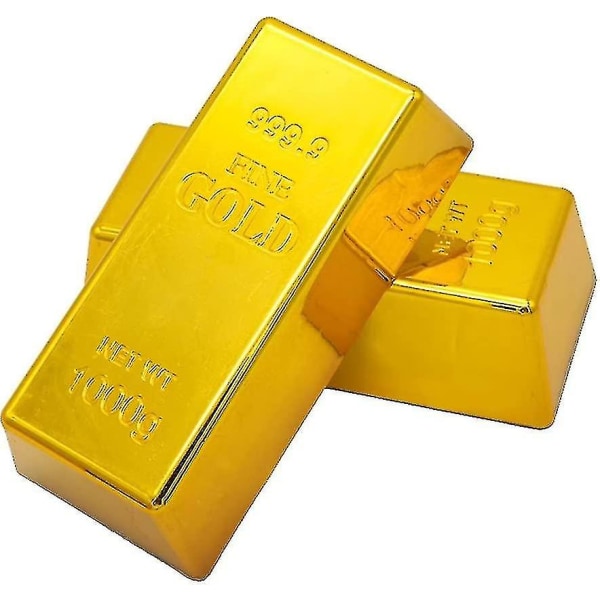2 kpl Fake Gold Bar Väärennetty kultainen tiili kopio Koristeet Realistiset kultapalkki Tiili-rekvisiitta elokuvan esineistö uutuus lahja vitsi