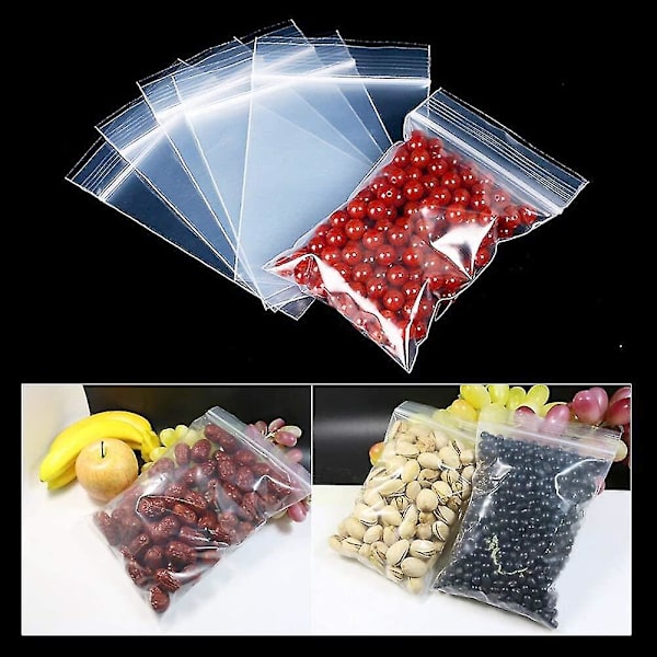 Zip-plastposer Transparent gjenlukkbar matpose Glidelåspose Godteri Husholdning