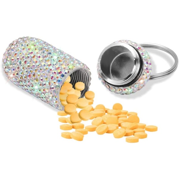 Kannettava case pillerisäiliö vedenpitävä pilleripidike avaimenperällä Bling pillerirasia Lääkeannostelija pullon säilytys ulkoretkeilyyn