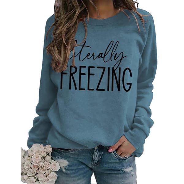 Rund hals langærmet pullover ensfarvet afslappet løs polyesterfiber sweatshirt til kvinder