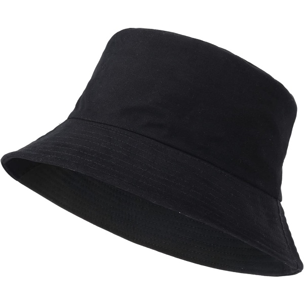 Bucket Hat Unisex aurinkohattu yksivärinen miesten naisten (musta) black