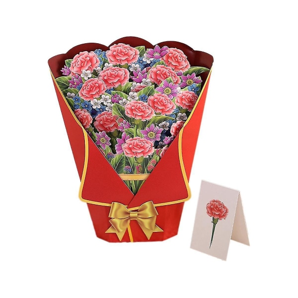 Blomsterbuket Pop-up-kort 3d Papir Blomsterbuket Med Note Card Og Kuvert 's Day Hilsen C