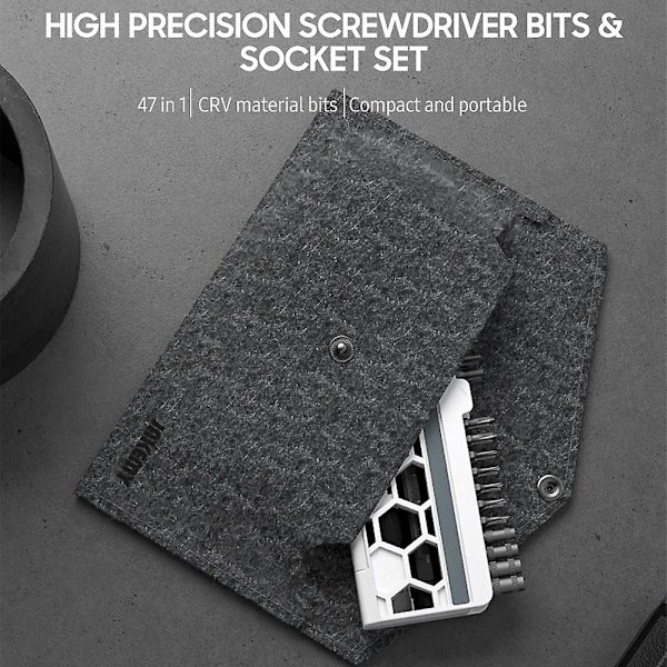 Jakemy 46pcs Multifunktionelt Højpræcisionsskruetrækkersæt & Stikdåsesæt Premium H4*28mm Cr-v Legering Stål Slids Torx Stjerne Sekskant
