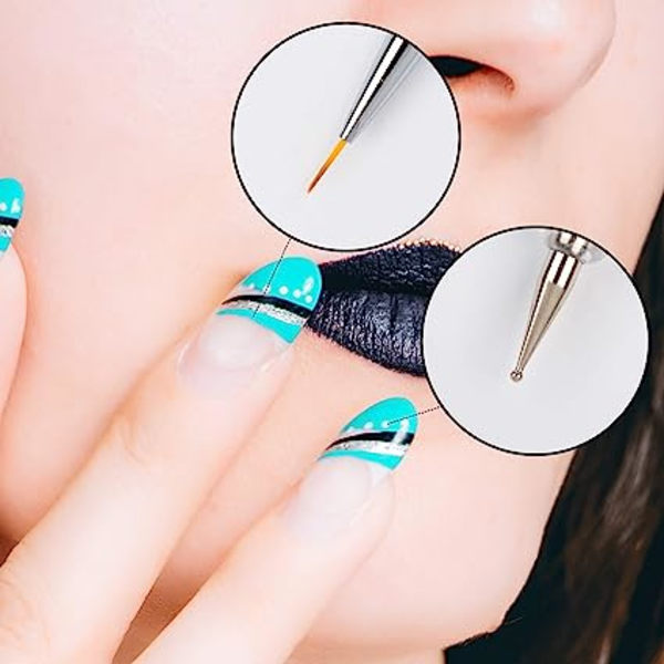5 stycken nagelkonstlinjerborstar, UV-gelmålning nageldesign borste penna, nagelpunkt