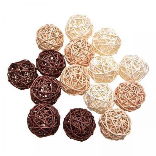 Wicker Rattan Balls Decor Large Natural White