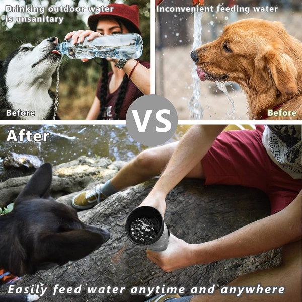 Hundevandflasker, Hundevandflasker Rejse, Bærbar Hundevandflaske, BPA-fri (18 oz