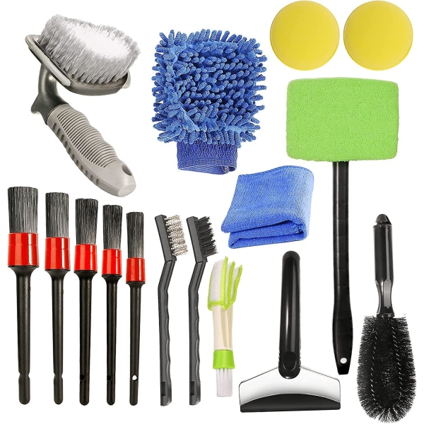 16 Pcs Car Cleaning Brush Kit Car Detailing Brushes Set Auto Wheel Cleaning Brush Car Inte