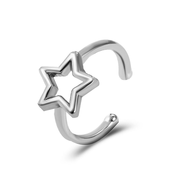 Silver Cutout Star Clip øreringe