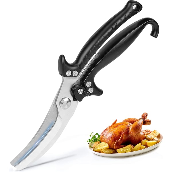 Kitchen Scissors Heavy Duty Poultry Shears,Sharp Cooking Scissors Stainless Steel Scissors,Spring-Loaded Dishwasher Safe Black Shears for Meat,Chicken