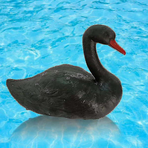 Sort/hvid svaneornament Håndlavet flydende svane falsk gås dam statue dekoration Black