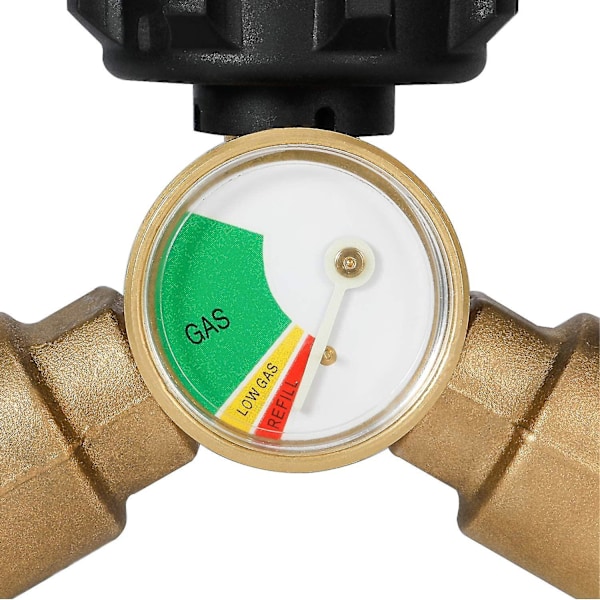 Propansplitter, 2-veis propantank Y-splitteradapter med måler, Lp-gassadapter Tee Grill Connect