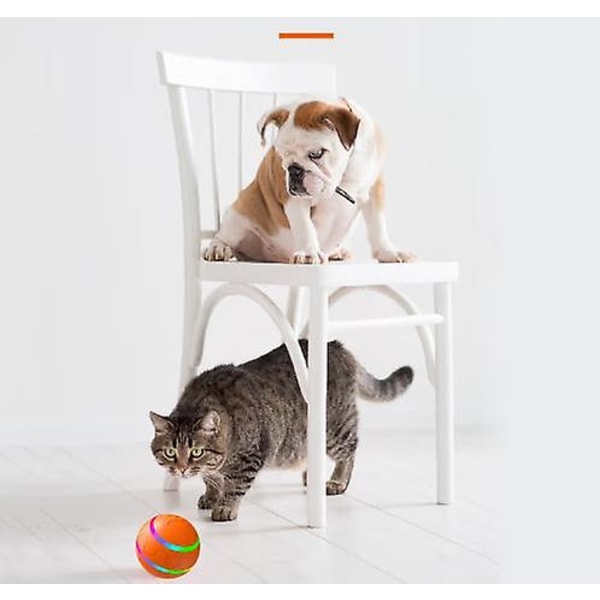 Oransje interaktiv katteball - hindringsfølende kattungeleke med usb oppladbar LED-timerfunksjon - veldig egnet for katten og valpen din