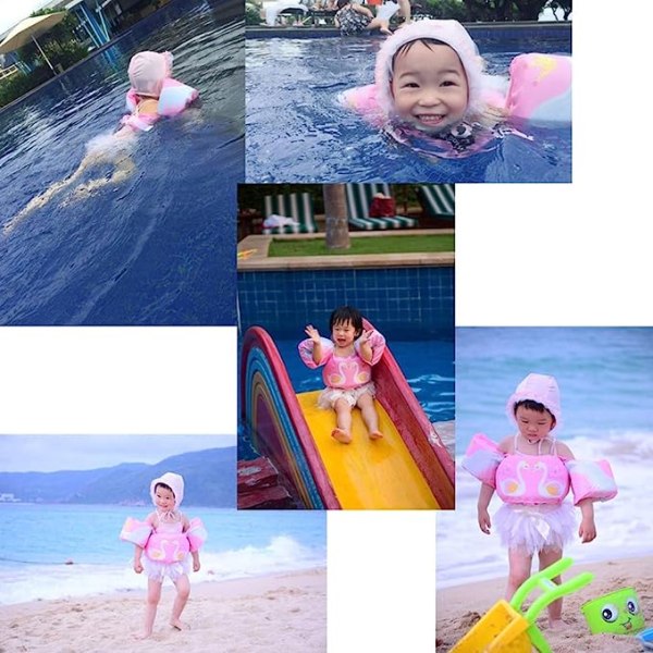 Toddler uimaliivi lapsille uimaharjoittelu, tyttöjen poikien uinti pelastusliivit käsivarsi closed eyes flamingo