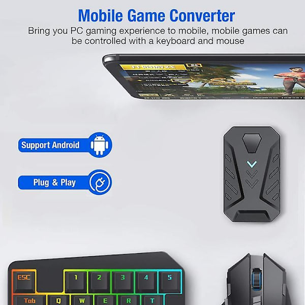 Tastatur- og muskonverter Bærbar mobilspilltastatur- og muskonverteradapter for Android Io