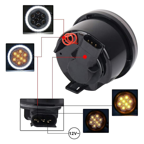 Suuntavilkkuvalot Valkoinen Halo Amber LED Savun Linssi Etugrillin Parkkivalot 2007-2018 JK
