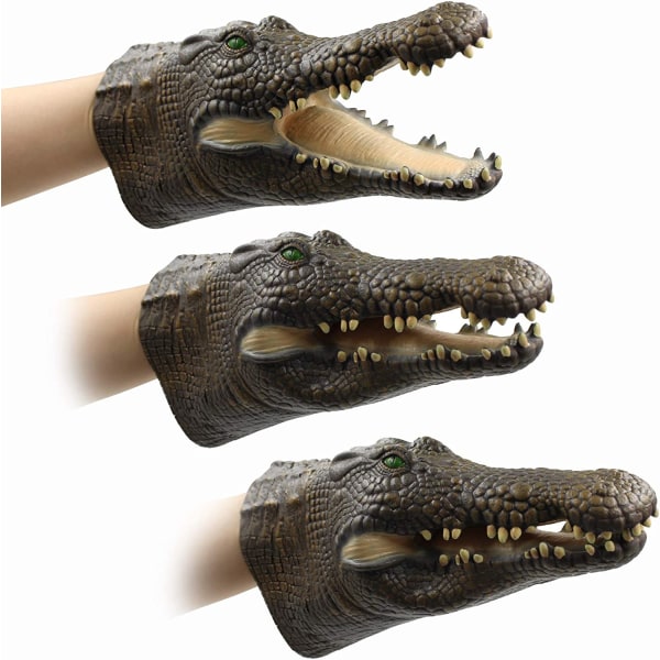 Alligaattorinukke krokotiilin päänuket Realistiset pehmeä lateksikumi eläinhansikas käsinukke lapsille