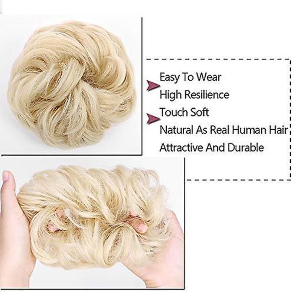 1 st Messy Bun Lockig Vågigt Updo Peruk för Kvinnor