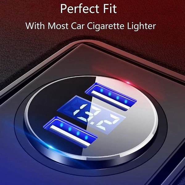 Dobbelt USB Billader, 4.8a Udgang Billader, -lighter Spændingsmåler Til ,,,lg, Etc, Sort